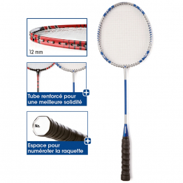 Steel/alu badminton racket without T - 66 cm - 95 gr                 