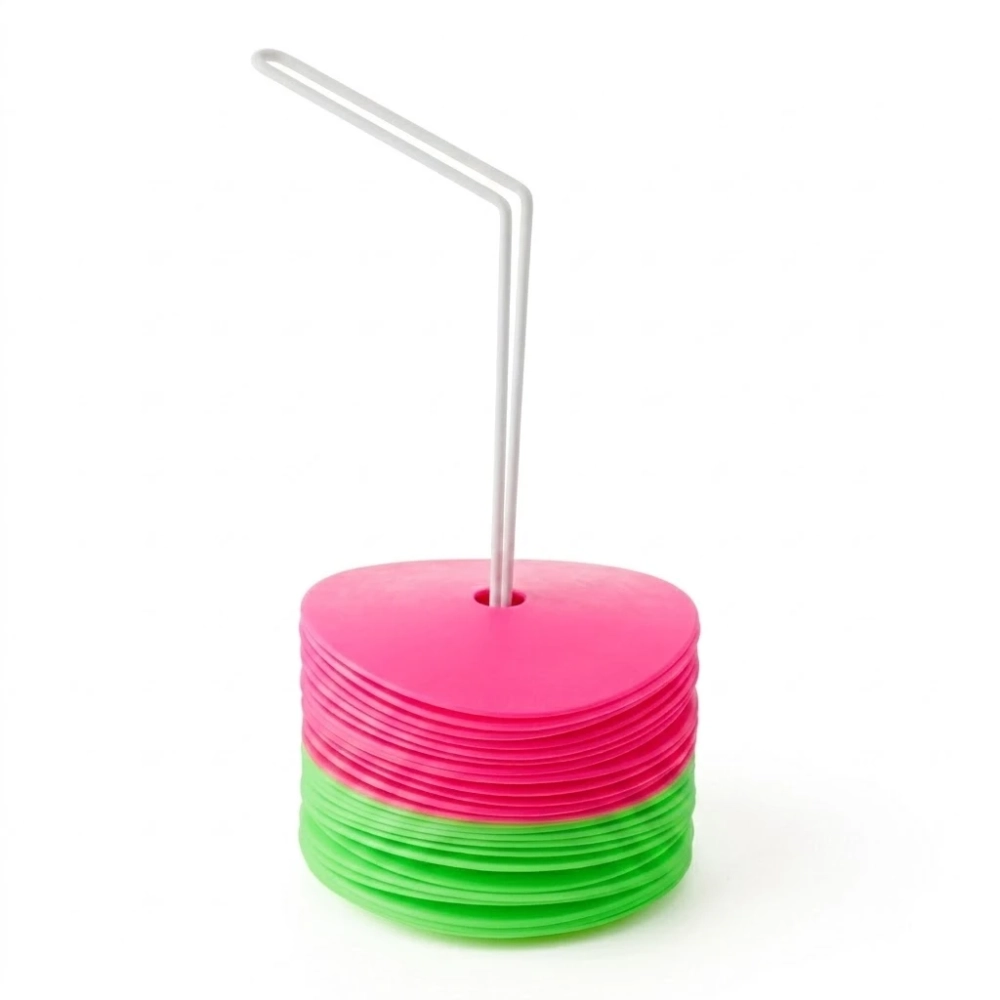 Set of 24 circle mats with metal holder - yellow/orange - dia. 15 cm 
